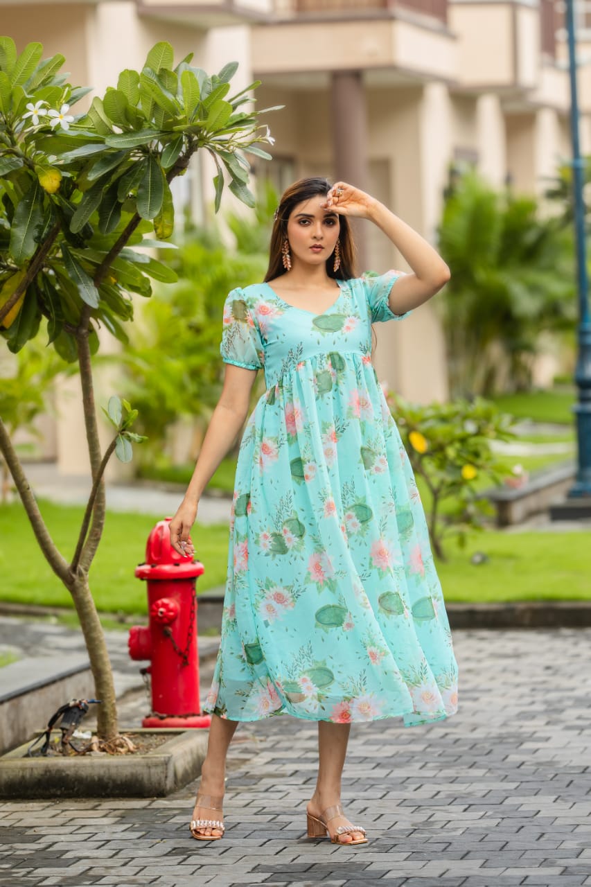 Designer V-Neck Georgette Gown